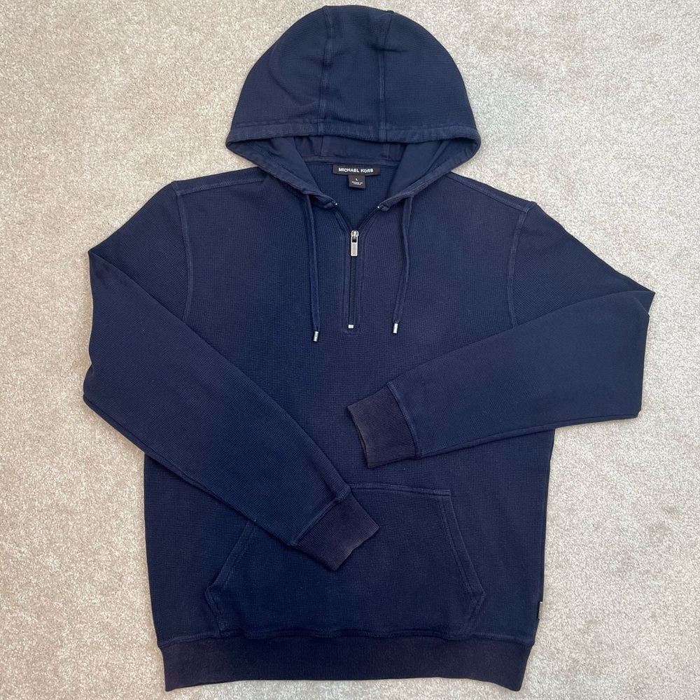 Michael Kors Hoodie Adult Large Black Quarter Zip Pullover Casual Preppy Men